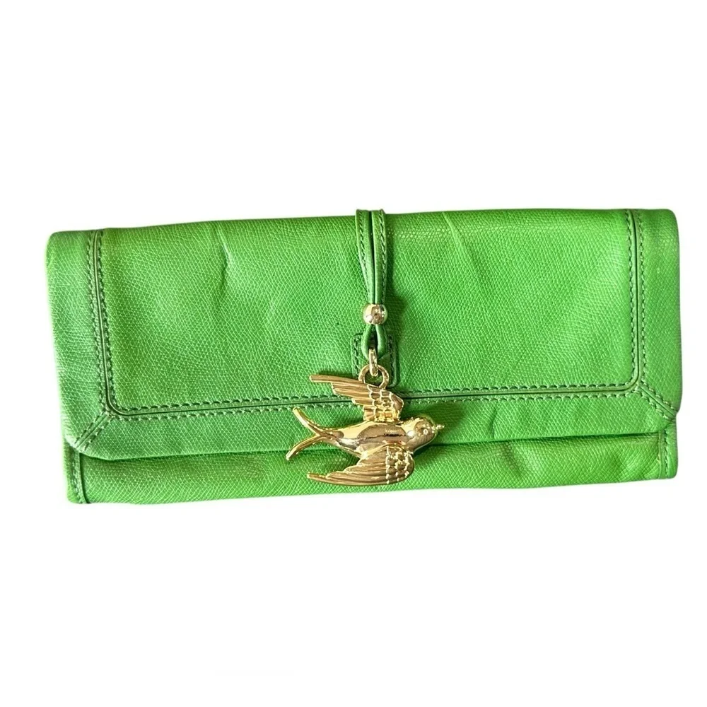 Vintage Juicy Couture Leni Bird Clutch Green with Gold Bird RARE